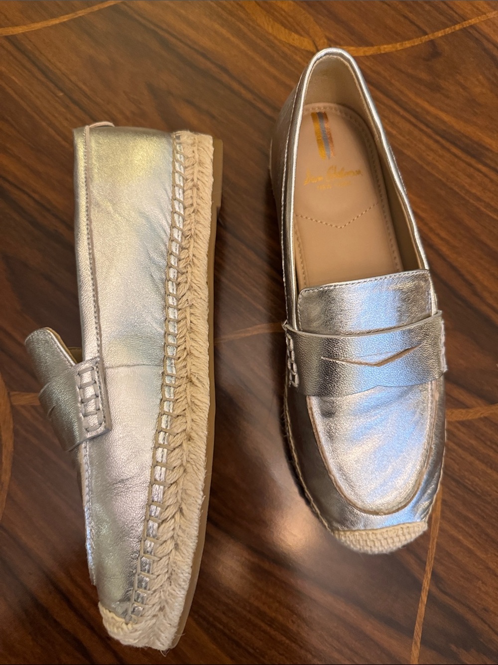 Sam Edelman Metallic Silver Penny Loafers - Picture 2 of 4